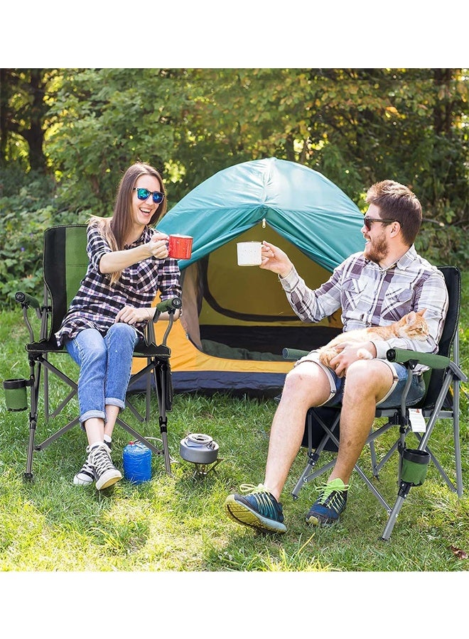 Beauenty Outdoor Portable Camping Chair, Lightweight Folding Camping Chair, Heavy Duty Support 145KG, High Back Padded Lawn Chair with Arm Rest Cup Holder and Portable Carrying Bag ﻿ (green) - Image 2